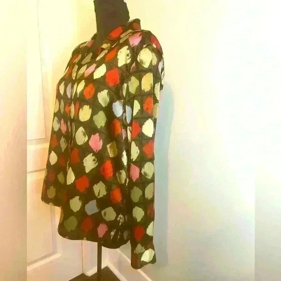 Alfred Dunner Womens 12 Green Multi Color Dot Button Down Long Sleeve Blouse - Picture 2 of 8